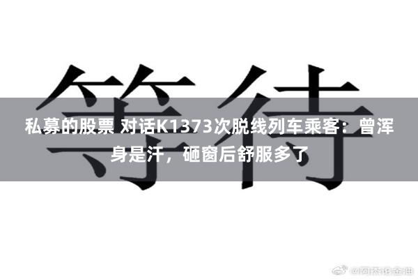 私募的股票 对话K1373次脱线列车乘客：曾浑身是汗，砸窗后舒服多了