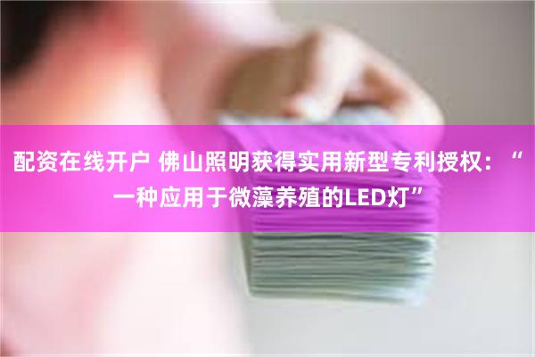 配资在线开户 佛山照明获得实用新型专利授权：“一种应用于微藻养殖的LED灯”
