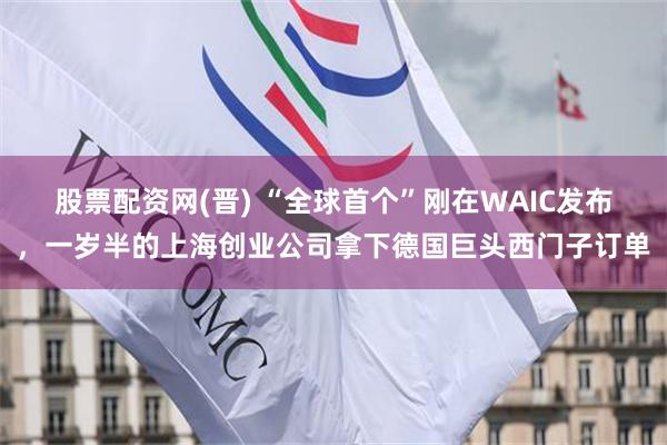 股票配资网(晋) “全球首个”刚在WAIC发布，一岁半的上海创业公司拿下德国巨头西门子订单