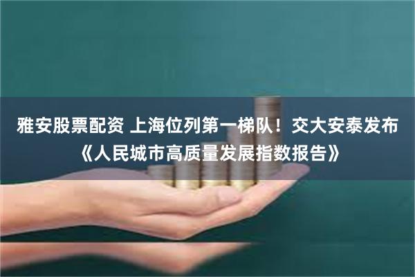 雅安股票配资 上海位列第一梯队！交大安泰发布《人民城市高质量发展指数报告》