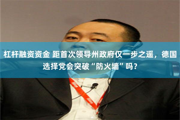 杠杆融资资金 距首次领导州政府仅一步之遥，德国选择党会突破“防火墙”吗？